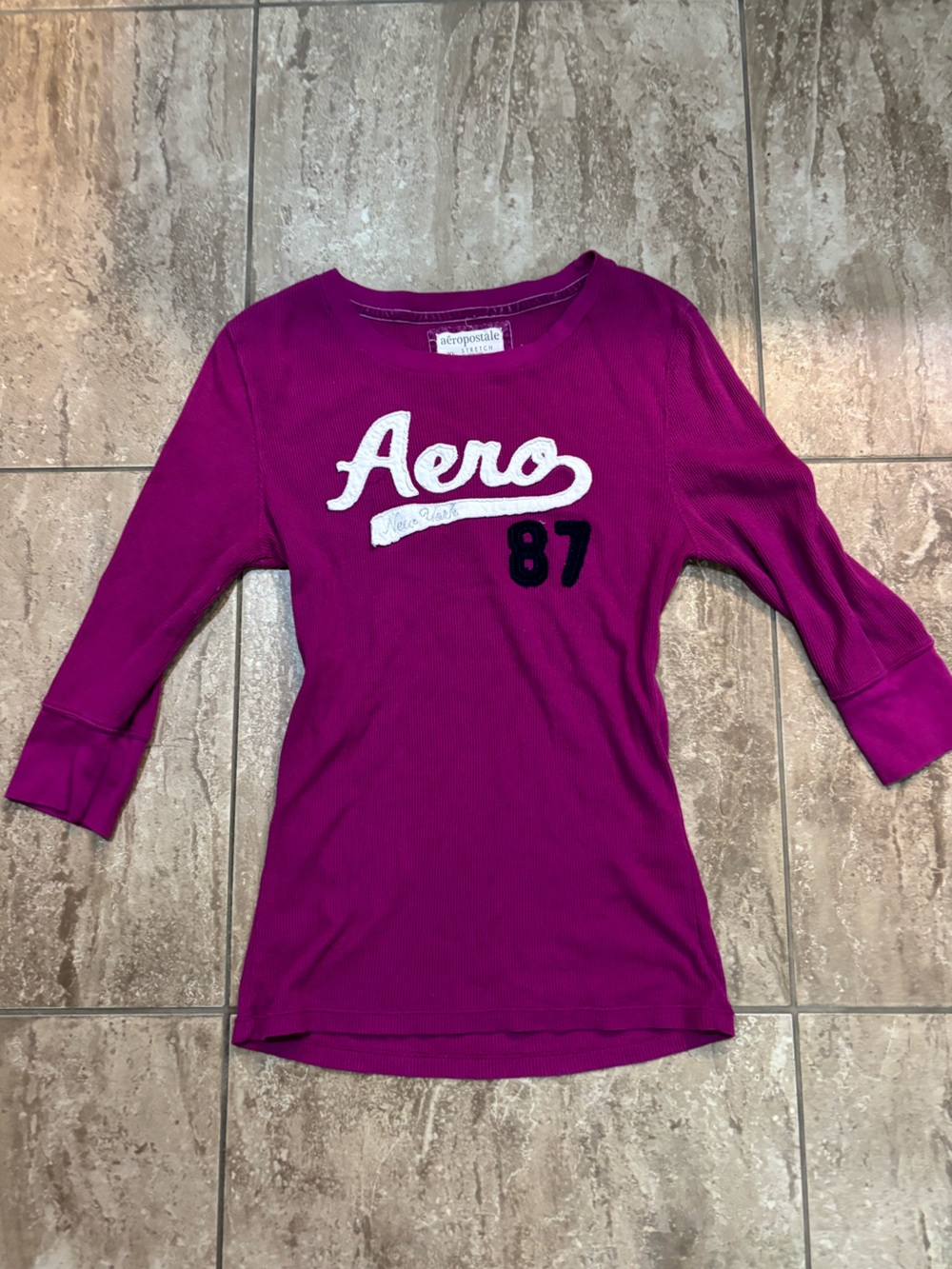 Vintage Aeropostale aero y2k 3/4 sleeve waffle shirt - Picture 4 of 4